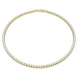 Swarovski Matrix Tennis necklace, Round cut, Small, White, Gold-tone plated