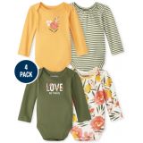Childrensplace Baby Girls Floral Bodysuit 4-Pack
