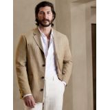 Tailored-Fit Cotton-Linen Herringbone Blazer