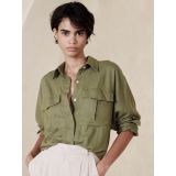 Linen-Blend Dolman-Sleeve Shirt