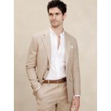 Tailored-Fit Linen-Blend Suit Jacket