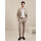 Tailored-Fit Linen-Cotton Glen Plaid Suit Trouser