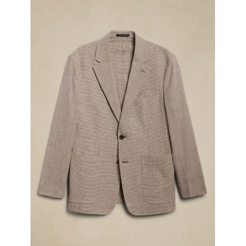 바나나리퍼블릭 Tailored-Fit Linen-Blend Glen Plaid Suit Jacket