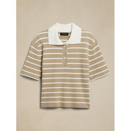 바나나리퍼블릭 Striped Contrast-Collar Pullover Sweater