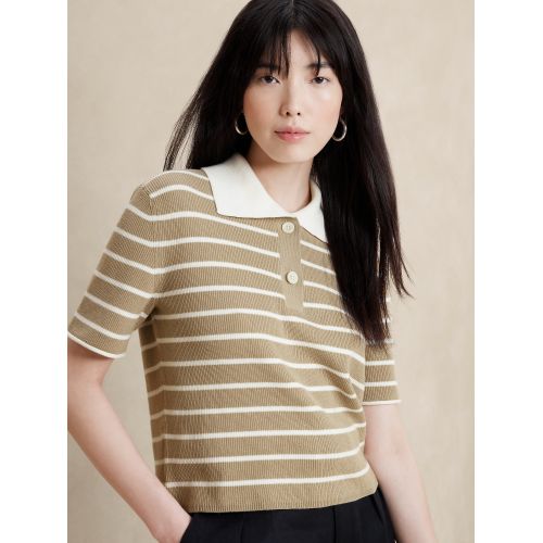바나나리퍼블릭 Striped Contrast-Collar Pullover Sweater