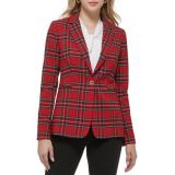 Womens One Button Plaid Jacket