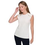 Womens Sleeveless Texture Top with Hardware