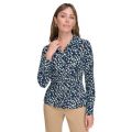 Womens Ditsy Floral Button Down Knit Top