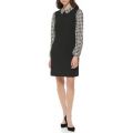 Womens Collared Houndstooth Sleeve Dress