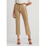 Metallic High Rise Straight Ankle Jeans