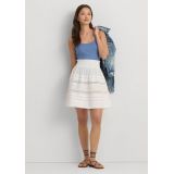 Lace Trim Cotton Broadcloth Mini Skirt