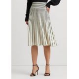 Womens Striped Cotton-Blend Midi Skirt