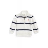 Baby Boys Striped Cotton Interlock 1/4 Zip Pullover Sweater