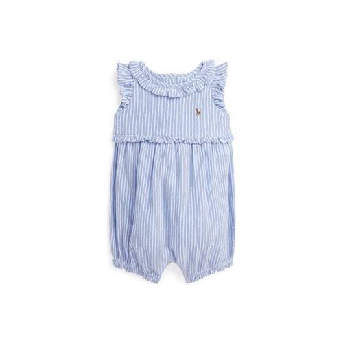 폴로 랄프로렌 Baby Girls Striped Knit Oxford Bubble Shortall