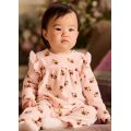 Baby Girls Floral Ruffled Velour Coverall