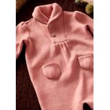 Baby Girls Ribbed Cotton Shawl Collar Coverall