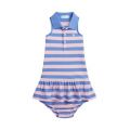 Baby Girls Striped Mesh Polo Dress & Bloomer
