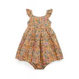 Baby Girls Floral Ruffled Cotton Dress and Bloomer
