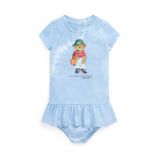 Baby Girls Tie Dye Polo Bear Cotton Dress and Bloomer