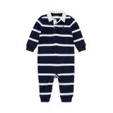 Baby Boys Striped Cotton Rugby Coveralls