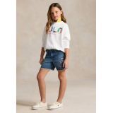 Girls 7-16 Paint Splatter Printed Cotton Denim Shorts
