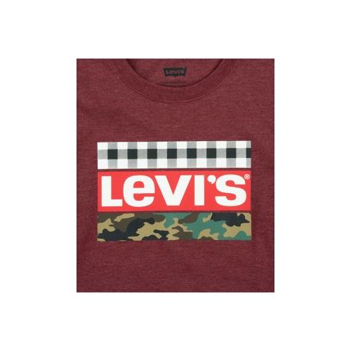 리바이스 Boys 8-20 Long Sleeve Checkered Logo Graphic T-Shirt