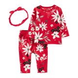 Carters 3-Piece Floral Fleece PJ Set