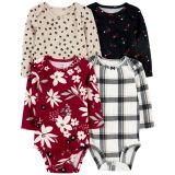 Carters 4-Pack Holiday Long-Sleeve Bodysuits