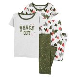 Carters 4-Piece Peace Out Hearts 100% Snug Fit Cotton PJs