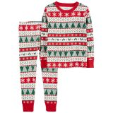Carters Toddler 2-Piece Fair Isle Christmas 100% Snug Fit Cotton PJs