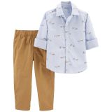 Carters Toddler 2-Piece Button-Front Shirt & Khaki Pants