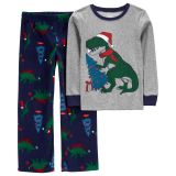Carters Kid 2-Piece Christmas Dinosaur Fleece PJs