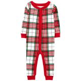 Carters Baby 1-Piece Plaid Snap-Up Cotton Footless PJs