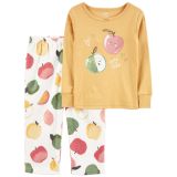 Carters Toddler 2-Piece Apple Cotton & Fleece PJs