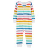 Carters Toddler 1-Piece Rainbow Stripes 100% Snug Fit Cotton Footless PJs
