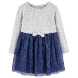 Carters Toddler 2-in-1 Ribbed Tee & Heart Print Chiffon Skirt Dress