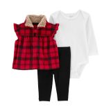 Carters Baby 3-Piece Plaid Fleece Vest Set