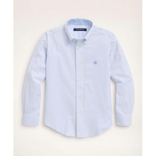 브룩스브라더스 Boys Non-Iron Stretch Cotton Oxford Stripe Sport Shirt