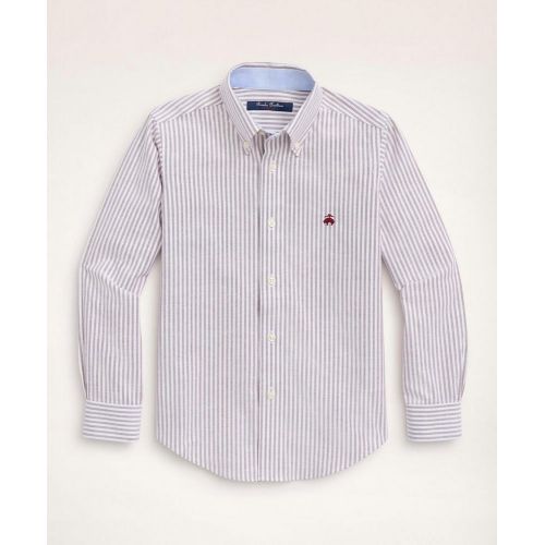 브룩스브라더스 Boys Non-Iron Stretch Cotton Oxford Stripe Sport Shirt