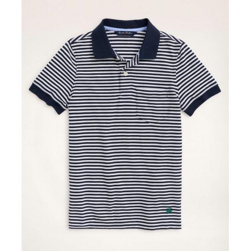브룩스브라더스 Boys Short-Sleeve Feeder Stripe Polo Shirt
