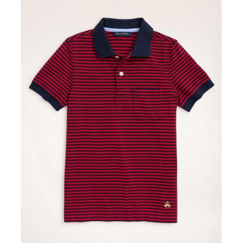 브룩스브라더스 Boys Short-Sleeve Feeder Stripe Polo Shirt
