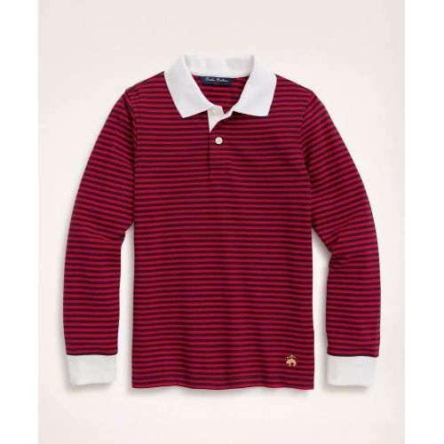 브룩스브라더스 Boys Long-Sleeve Feeder Stripe Polo Shirt