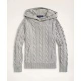 Boys Cotton Cable-Knit Hoodie Sweater