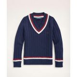 Boys Cotton Cable Tennis Sweater