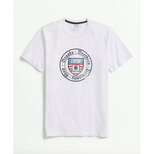 브룩스브라더스 Cotton Graphic University Crest T-Shirt