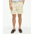 7 Washed Cotton Shorts With Embroidered Dragonfly Motif