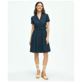 Eyelet Belted Shirt Dress In Cotton