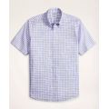 Stretch Regent Regular-Fit Dress Shirt, Non-Iron Twill Short-Sleeve Grid Check