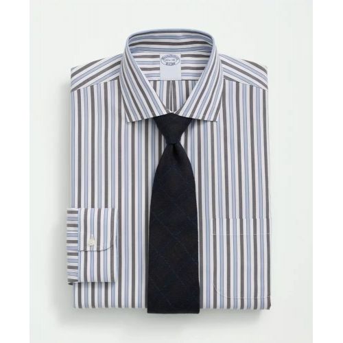 브룩스브라더스 Stretch Supima Cotton Non-Iron Pinpoint English Collar, Striped Dress Shirt