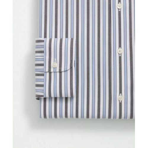 브룩스브라더스 Stretch Supima Cotton Non-Iron Pinpoint English Collar, Striped Dress Shirt